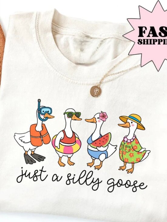 Tops - Summer Goose Shirt, Funny Beach Shirt, Cute Summer Tee